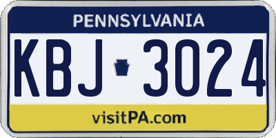 PA license plate KBJ3024