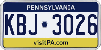 PA license plate KBJ3026