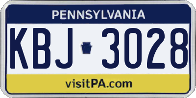 PA license plate KBJ3028