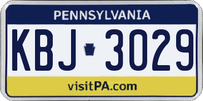 PA license plate KBJ3029