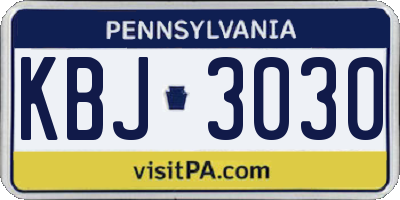 PA license plate KBJ3030
