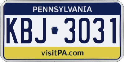 PA license plate KBJ3031