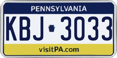 PA license plate KBJ3033