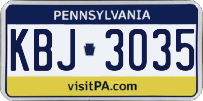 PA license plate KBJ3035