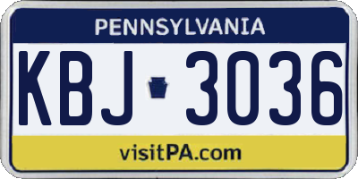 PA license plate KBJ3036
