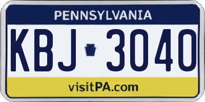 PA license plate KBJ3040