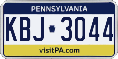 PA license plate KBJ3044