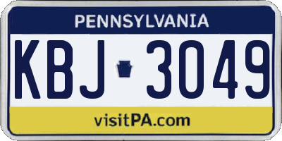 PA license plate KBJ3049