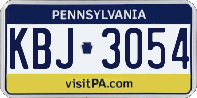 PA license plate KBJ3054