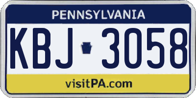 PA license plate KBJ3058