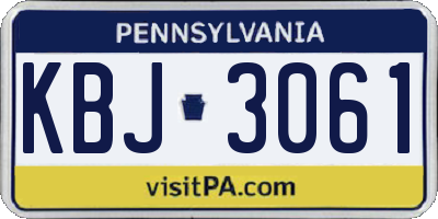 PA license plate KBJ3061