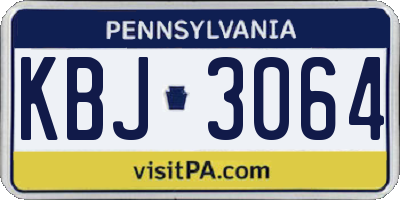 PA license plate KBJ3064