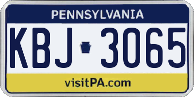 PA license plate KBJ3065