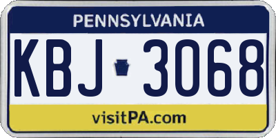 PA license plate KBJ3068