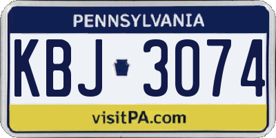 PA license plate KBJ3074