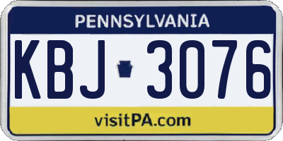 PA license plate KBJ3076
