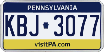 PA license plate KBJ3077