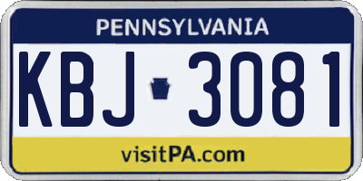 PA license plate KBJ3081