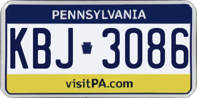 PA license plate KBJ3086
