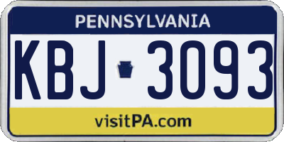 PA license plate KBJ3093