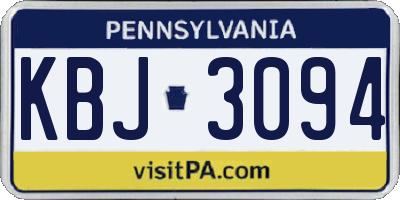 PA license plate KBJ3094