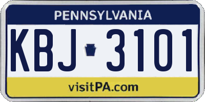 PA license plate KBJ3101