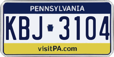 PA license plate KBJ3104