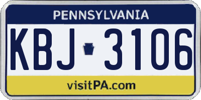PA license plate KBJ3106