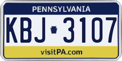 PA license plate KBJ3107