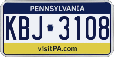 PA license plate KBJ3108