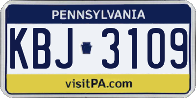 PA license plate KBJ3109