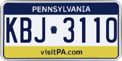 PA license plate KBJ3110