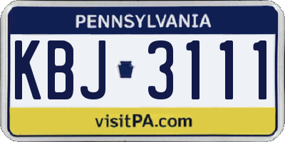 PA license plate KBJ3111