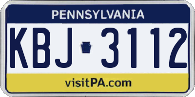 PA license plate KBJ3112
