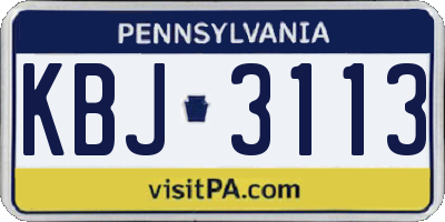 PA license plate KBJ3113