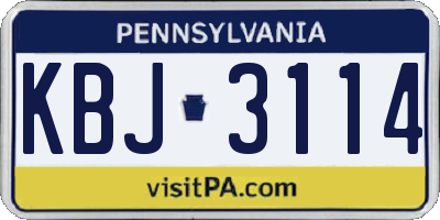 PA license plate KBJ3114