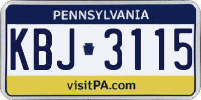 PA license plate KBJ3115