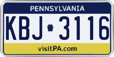 PA license plate KBJ3116
