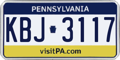 PA license plate KBJ3117