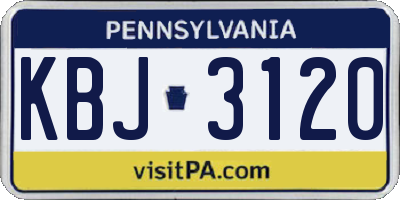 PA license plate KBJ3120