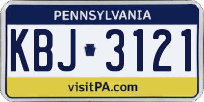 PA license plate KBJ3121