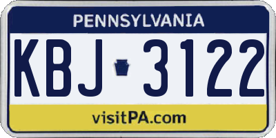 PA license plate KBJ3122