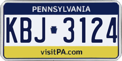PA license plate KBJ3124