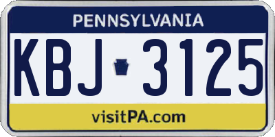 PA license plate KBJ3125
