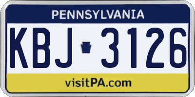 PA license plate KBJ3126