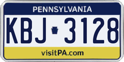 PA license plate KBJ3128