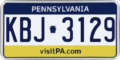 PA license plate KBJ3129