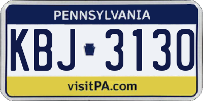 PA license plate KBJ3130