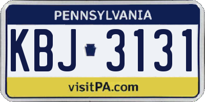 PA license plate KBJ3131