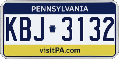 PA license plate KBJ3132